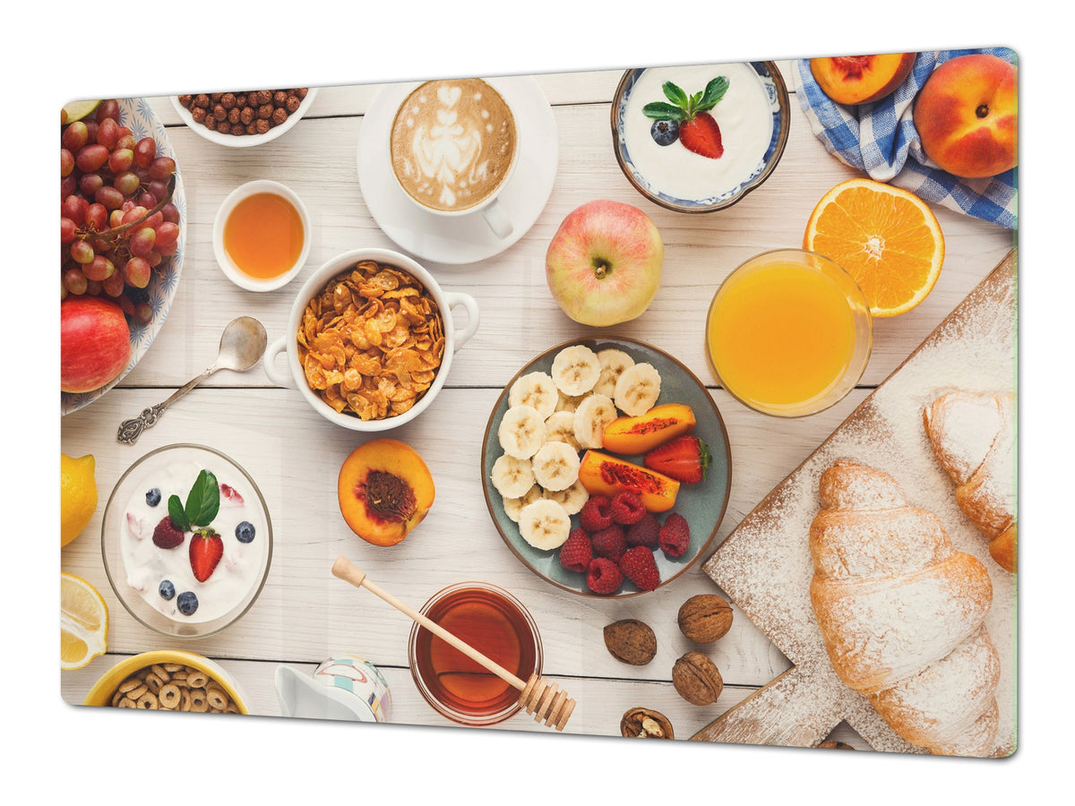 BIG KITCHEN BOARD & Induction Cooktop Cover – Glass Pastry Board - Food series DD16 Breakfast 2