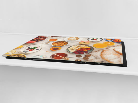 BIG KITCHEN BOARD & Induction Cooktop Cover – Glass Pastry Board - Food series DD16 Breakfast 2