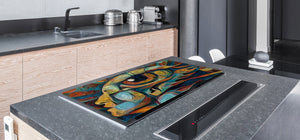 GIGANTIC CUTTING BOARD and Cooktop Cover - Glass Kitchen Board; SINGLE: 80 x 52 cm (31,5” x 20,47”); DOUBLE: 40 x 52 cm (15,75” x 20,47”); DD42 Paintings Series: Inner eye