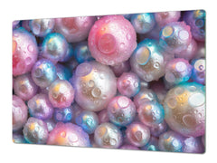 UNIQUE Tempered GLASS Kitchen Board – Impact & Scratch Resistant Cooktop cover – SINGLE: 80 x 52 cm; DOUBLE: 40 x 52 cm; DD39 Colourful Variety Series: Shiny pearls 1
