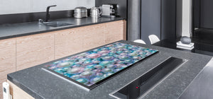 UNIQUE Tempered GLASS Kitchen Board – Impact & Scratch Resistant Cooktop cover – SINGLE: 80 x 52 cm; DOUBLE: 40 x 52 cm; DD39 Colourful Variety Series: Shiny pearls 2