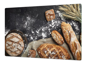 Riesig Mehrfunktional Hartglas Gehärtetes - Abdeckplatte für Induktionskochfeld; Bread and flour series DD09: Fresh bread 13