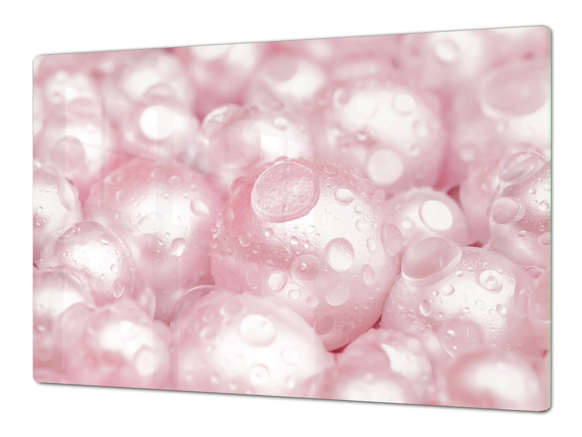 UNIQUE Tempered GLASS Kitchen Board – Impact & Scratch Resistant Cooktop cover – SINGLE: 80 x 52 cm; DOUBLE: 40 x 52 cm; DD39 Colourful Variety Series: Gems close-up