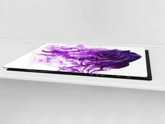Induction Cooktop Cover – Glass Cutting Board- Flower series DD06B Purple rose