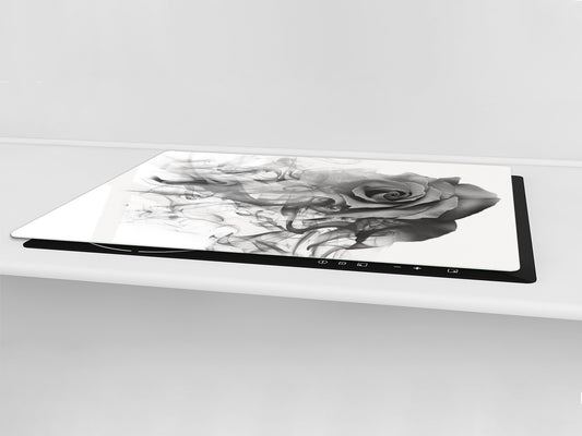 Induction Cooktop Cover – Glass Cutting Board- Flower series DD06B Gray rose