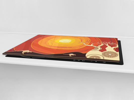 HUGE TEMPERED GLASS CHOPPING BOARD ; Moroccan design Series DD21 Baobab Tree