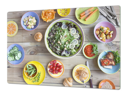 BIG KITCHEN BOARD & Induction Cooktop Cover – Glass Pastry Board - Food series DD16 Vegetable salad