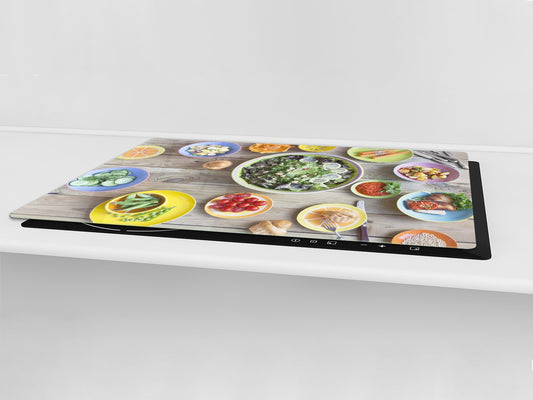 BIG KITCHEN BOARD & Induction Cooktop Cover – Glass Pastry Board - Food series DD16 Vegetable salad