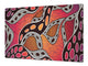 Riesig Schneidbrett aus Hartglas und schützende Arbeitsoberfläche; Serie: Riesig Kochplattenabdeckung Stove Cover und Schneideplatten; Series: Outside Series DD19: Aboriginal art