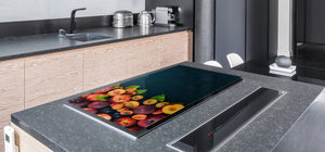 UNIQUE Tempered GLASS Kitchen Board Fruit and Vegetables series DD02 Nectarines and plums