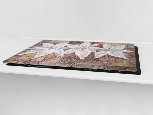 Induction Cooktop Cover – Glass Cutting Board- Flower series DD06B Flowers 3
