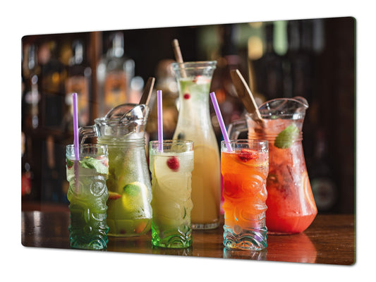 LARGE CUTTING BOARD and Cooktop Cover – Worktop saver;  Drinks  Series  DD11 Colorful drinks 2