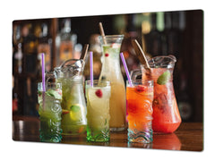 LARGE CUTTING BOARD and Cooktop Cover – Worktop saver;  Drinks  Series  DD11 Colorful drinks 2