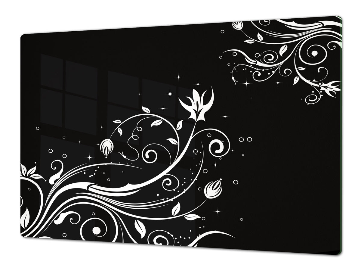 ENORMOUS  Tempered GLASS Chopping Board - Flower series DD06A White flower