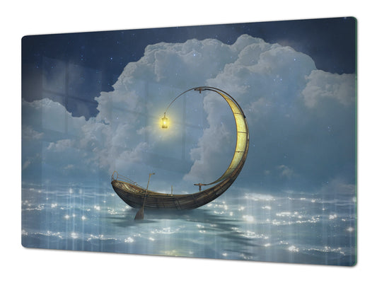 Induction Cooktop Cover – Glass Worktop saver: Fantasy and fairy-tale series DD18 A lonely boat
