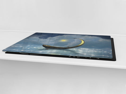 Induction Cooktop Cover – Glass Worktop saver: Fantasy and fairy-tale series DD18 A lonely boat