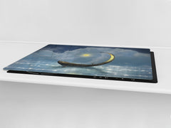Induction Cooktop Cover – Glass Worktop saver: Fantasy and fairy-tale series DD18 A lonely boat