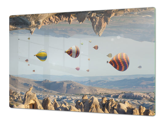 Induction Cooktop Cover – Glass Worktop saver: Fantasy and fairy-tale series DD18 Balloon flight