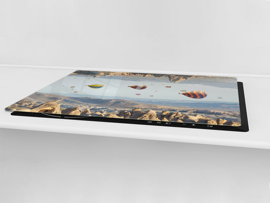 Induction Cooktop Cover – Glass Worktop saver: Fantasy and fairy-tale series DD18 Balloon flight