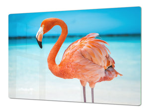 Gigantic Worktop saver and Pastry Board - Tempered GLASS Cutting Board Animals series DD01 Flamingo