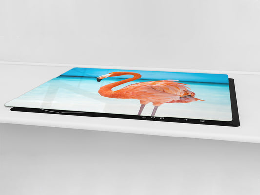 Gigantic Worktop saver and Pastry Board - Tempered GLASS Cutting Board Animals series DD01 Flamingo