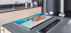 Gigantic Worktop saver and Pastry Board - Tempered GLASS Cutting Board Animals series DD01 Flamingo