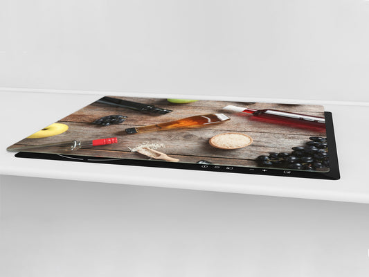 BIG KITCHEN BOARD & Induction Cooktop Cover – Glass Pastry Board - Food series DD16 Vinegar