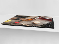 BIG KITCHEN BOARD & Induction Cooktop Cover – Glass Pastry Board - Food series DD16 Vinegar