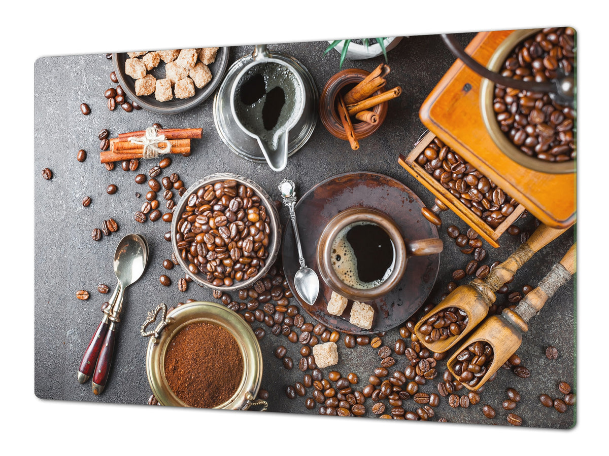Worktop saver and Pastry Board – Glass Kitchen Board- Coffee series DD07 Coffee 8