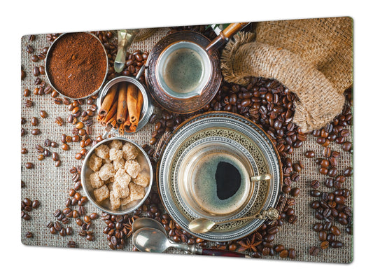 Worktop saver and Pastry Board – Glass Kitchen Board- Coffee series DD07 Coffee 9