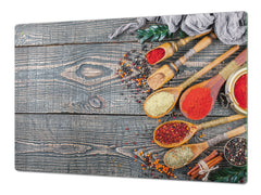 Schneidbrett aus Hartglas und schützende Arbeitsoberfläche – Schneideplatten: Sehr groß Küchenbrett aus Hartglas und Kochplattenabdeckung; spice series DD03B: Turkish spices 5