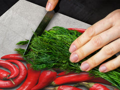 UNIQUE Tempered GLASS Kitchen Board Fruit and Vegetables series DD02 I love the peppers