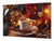 Sehr groß Küchenbrett aus Hartglas und Induktionskochplattenabdeckung; Coffee series DD07: Coffee with cinnamon