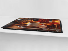 Worktop saver and Pastry Board – Glass Kitchen Board- Coffee series DD07 Coffee with cinnamon