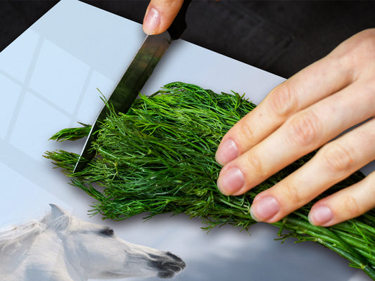 Gigantic Worktop saver and Pastry Board - Tempered GLASS Cutting Board Animals series DD01 White horse