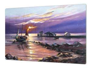 GIGANTIC CUTTING BOARD and Cooktop Cover- Image Series DD05A Fisherman's haven