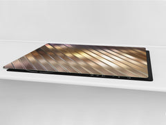 Gigantic Worktop saver and Pastry Board - Tempered GLASS Cutting Board - MEASURES: SINGLE: 80 x 52 cm; DOUBLE: 40 x 52 cm; DD38 Golden Waves Series: Elegant golden background