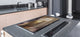 Gigantic Worktop saver and Pastry Board - Tempered GLASS Cutting Board - MEASURES: SINGLE: 80 x 52 cm; DOUBLE: 40 x 52 cm; DD38 Golden Waves Series: Elegant golden background