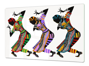 Riesig Schneidbrett aus Hartglas und schützende Arbeitsoberfläche; Egyptian Series DD15: Folklore dance