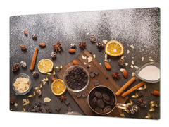 Tempered GLASS Cutting Board - Glass Kitchen Board; Cakes and Sweets Serie DD13 Sweets 2