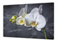 Enorm Schneidbrett aus Hartglas und schützende Arbeitsoberfläche; Flower series DD06B: White orchid 2