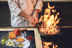 Induction Cooktop Cover – Glass Cutting Board- Flower series DD06B White orchid 2