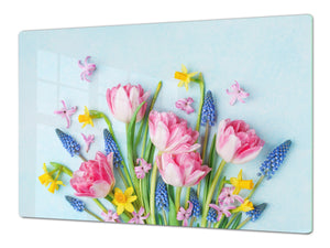 Enorm Schneidbrett aus Hartglas und schützende Arbeitsoberfläche; Flower series DD06B: Bouquet
