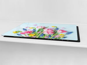 Induction Cooktop Cover – Glass Cutting Board- Flower series DD06B Bouquet