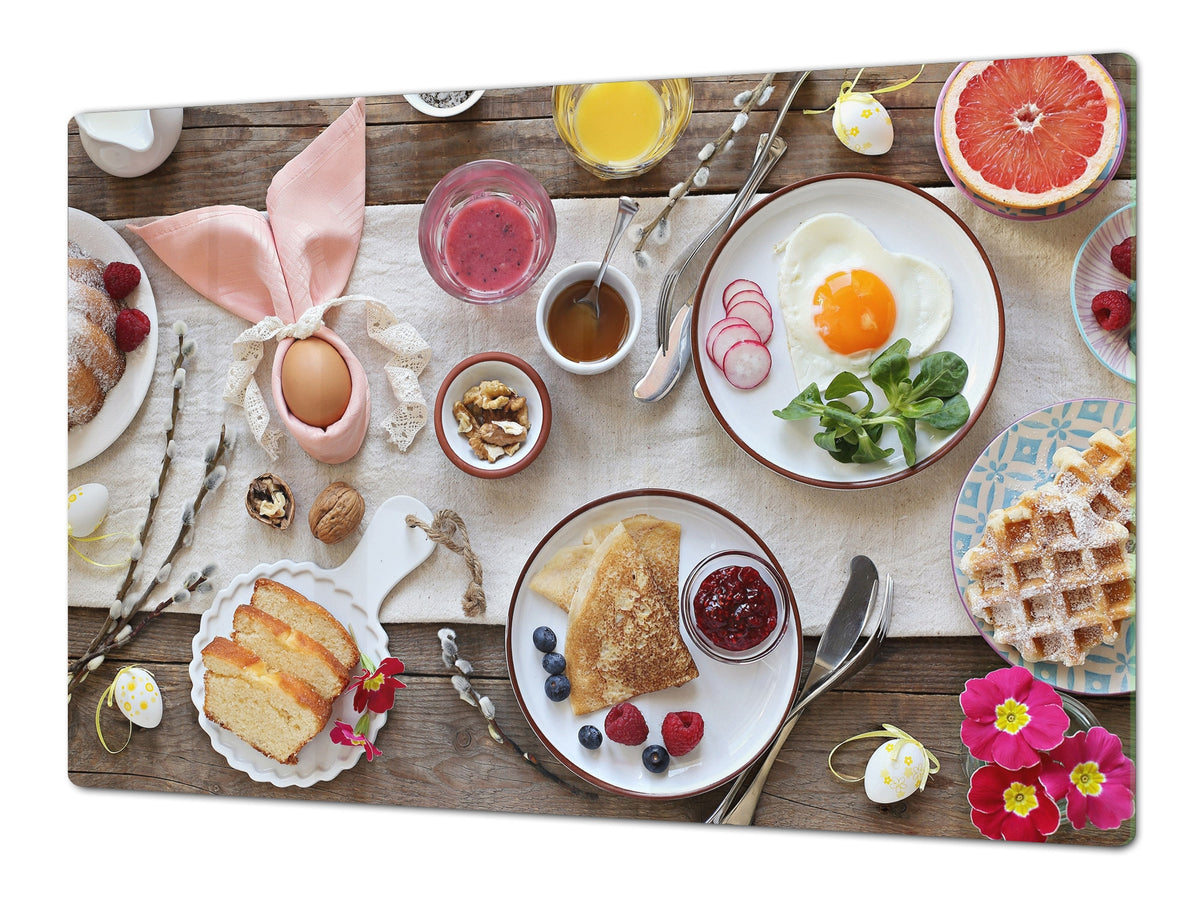 BIG KITCHEN BOARD & Induction Cooktop Cover – Glass Pastry Board - Food series DD16 Breakfast 7