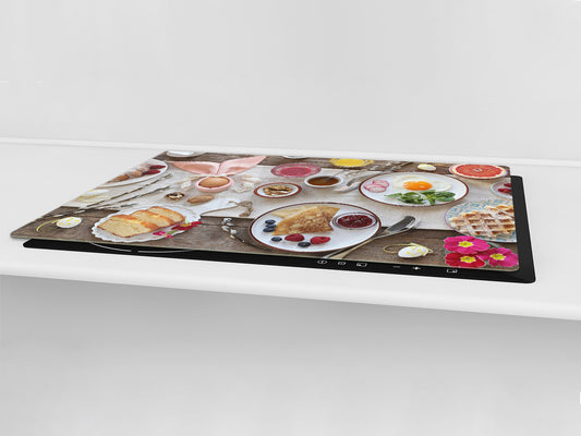 BIG KITCHEN BOARD & Induction Cooktop Cover – Glass Pastry Board - Food series DD16 Breakfast 7
