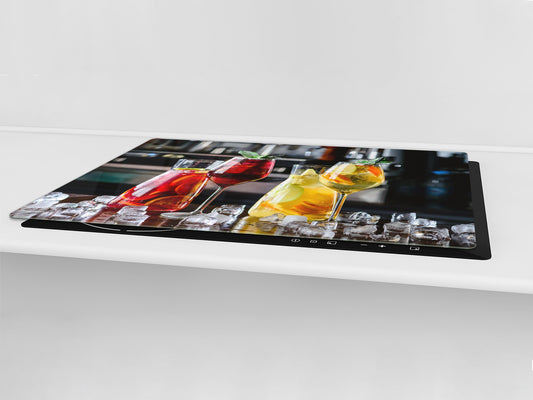 LARGE CUTTING BOARD and Cooktop Cover – Worktop saver;  Drinks  Series  DD11 Colorful drinks 3