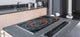 ENORMOUS  Tempered GLASS Chopping Board - Induction Cooktop Cover – SINGLE: 80 x 52 cm; DOUBLE: 40 x 52 cm; DD43 Abstract Graphics Series: Fiery wheels