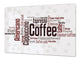 Gigante Tabla para picar de cristal templado o cubre vitro - Series Inscripciones  DD17 Wordcloud de cafe