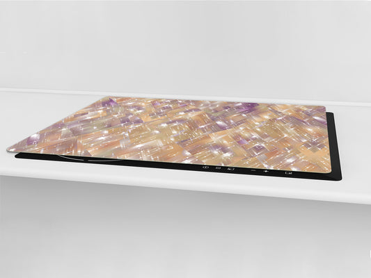 UNIQUE Tempered GLASS Kitchen Board – Impact & Scratch Resistant Cooktop cover – SINGLE: 80 x 52 cm; DOUBLE: 40 x 52 cm; DD39 Colourful Variety Series: Vintage mosaic